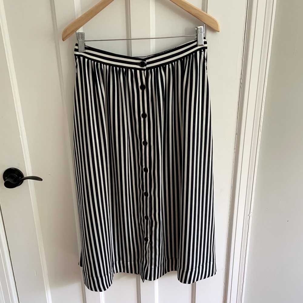 H&M Navy and White Striped Skirt